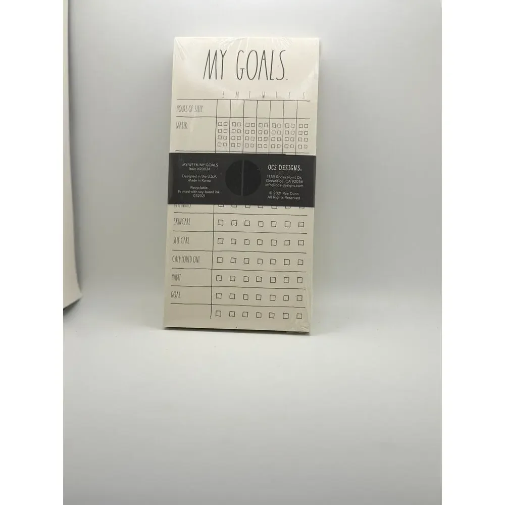 Rae Dunn My Week & My Goals Notepad Set 70 Sheets Each Minimalist Design